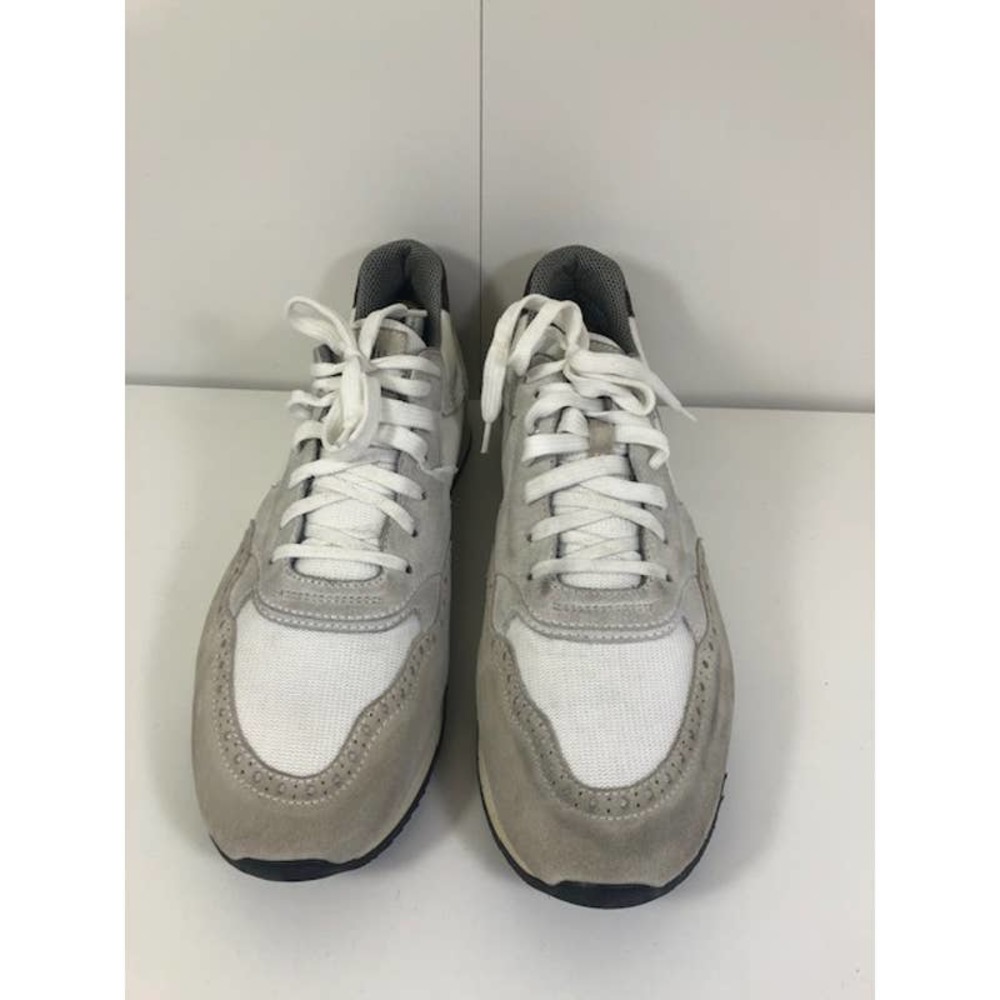 Eleventy Trim Low Suede And Canvas Casual Sneaker Cream Gray Men's US 10.5